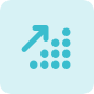 arrow icon with blue dots
