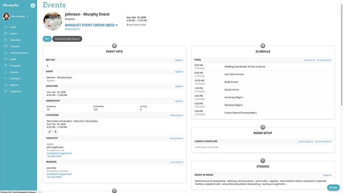 Planning Pod Banquet Event Order Tool