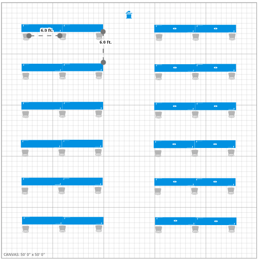 Meeting Room Event Floor Plan w/ 6 Feet Social Distancing