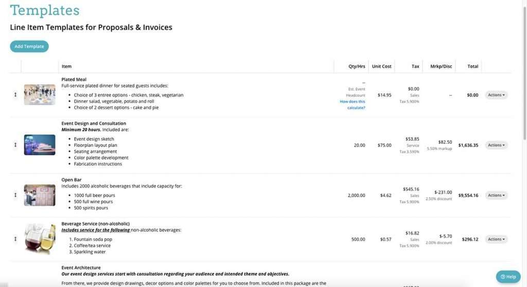 Planning Pod Line Item Templates