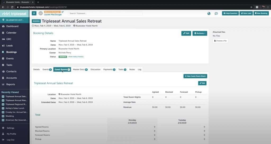 Tripleseat Guest Room Booking Tracking