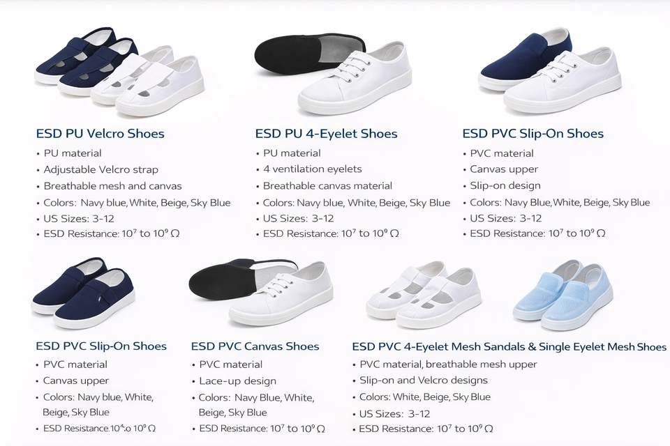 ESD Shoes for Electronics Assembly and Static Control