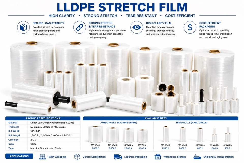 Stretch Film for Pallet Wrapping and Warehouse Packaging