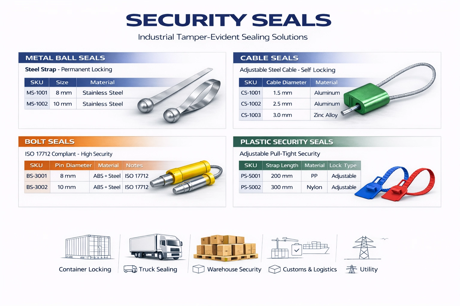 Security Seals for Logistics, Containers, and Warehouses