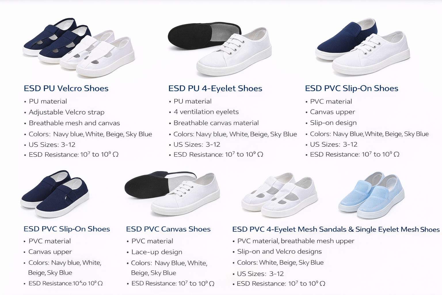 ESD Shoes for Electronics Assembly and Static Control