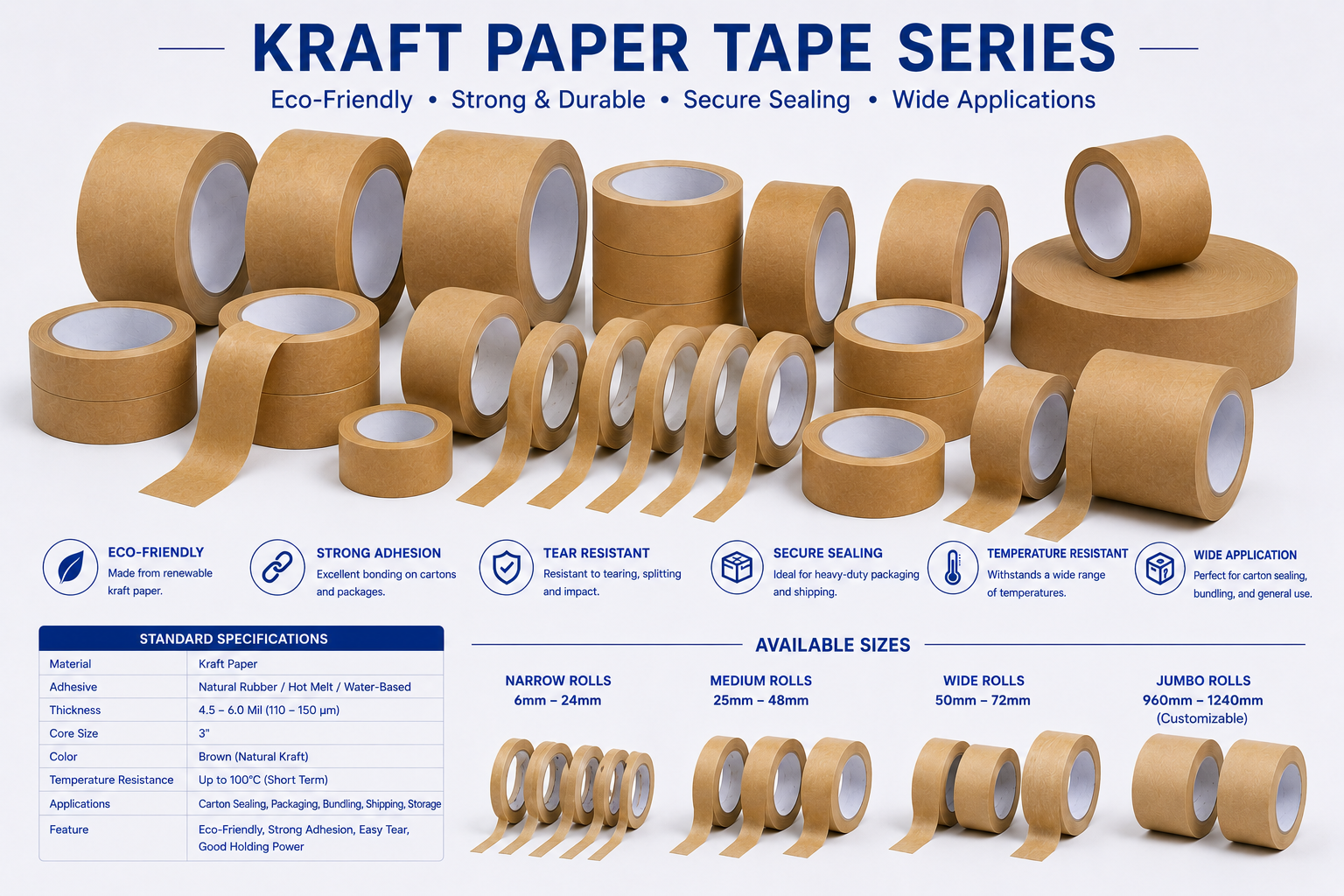 Kraft Paper Tape for Carton Sealing and Export Packaging