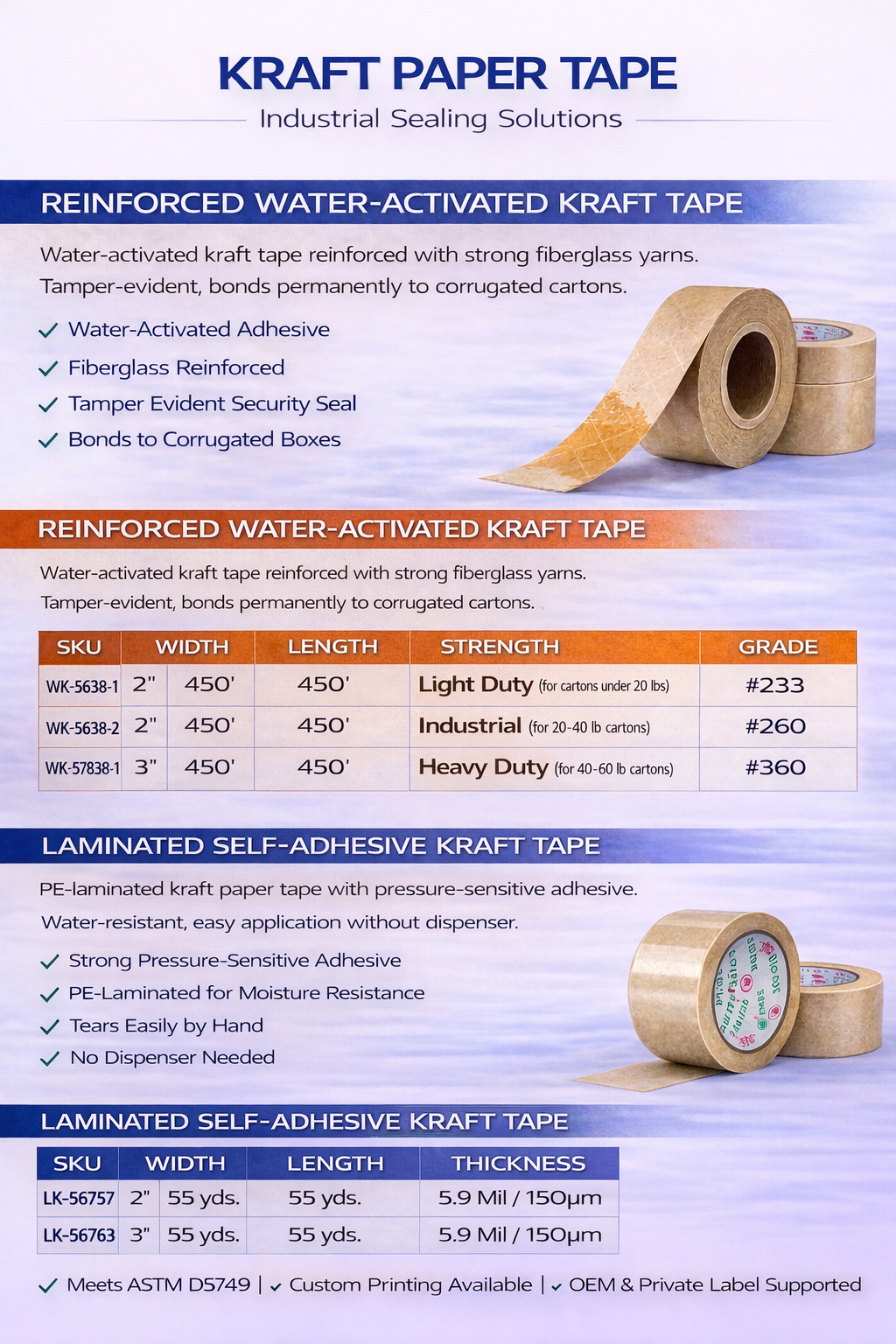 Kraft Paper Tape for Carton Sealing and Export Packaging
