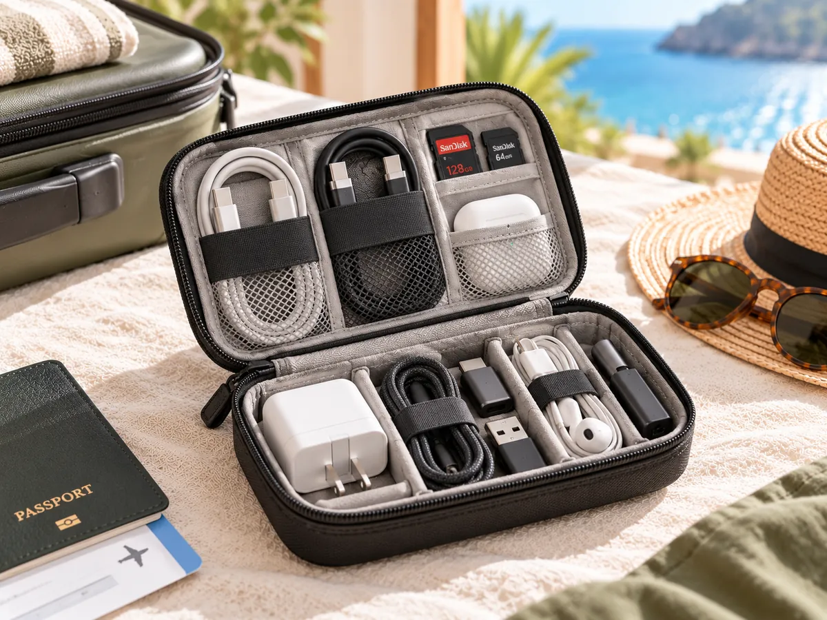 Travel cable organiser for hand luggage