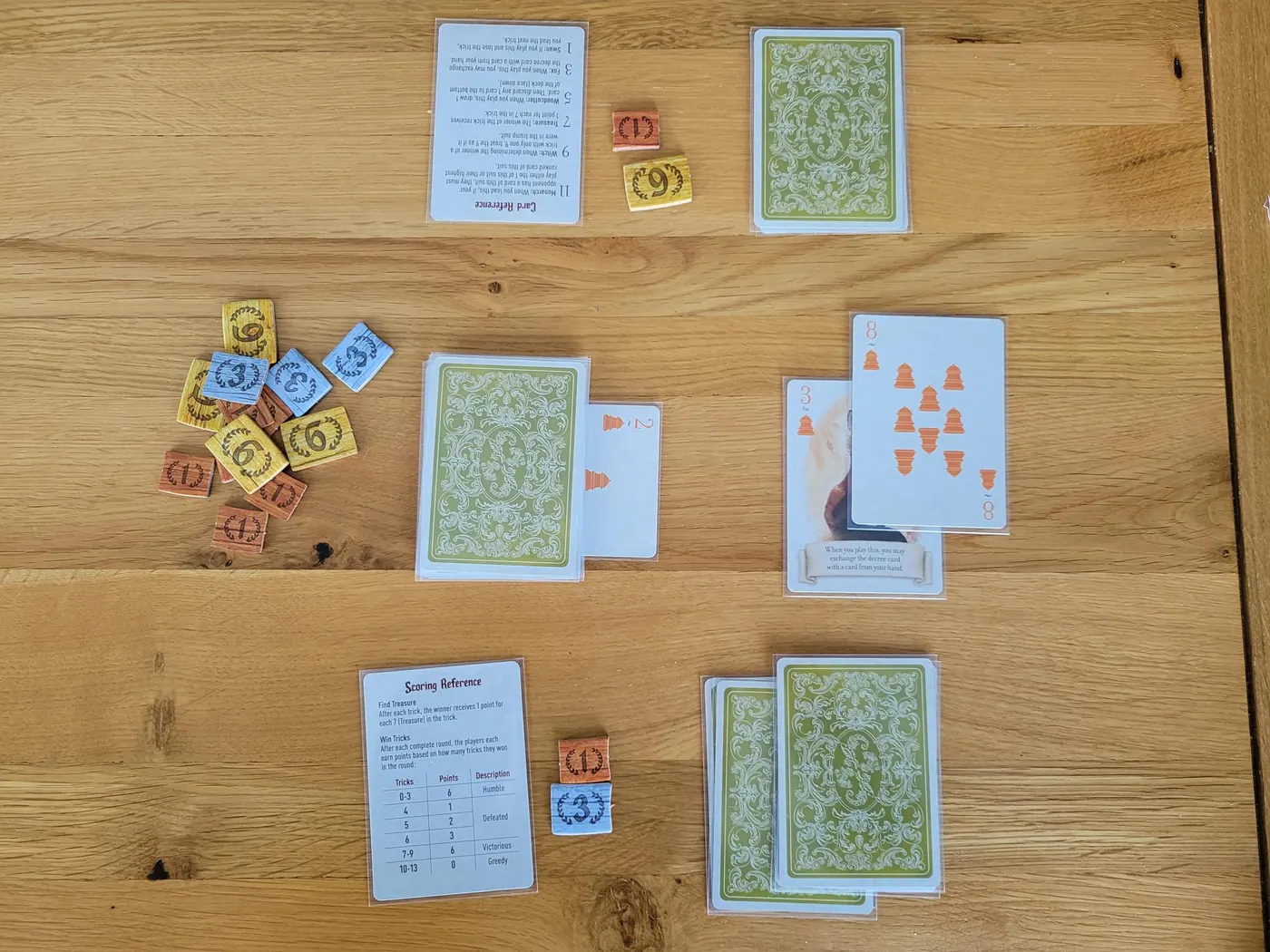 A two-player game of The Fox in the Forest in progress