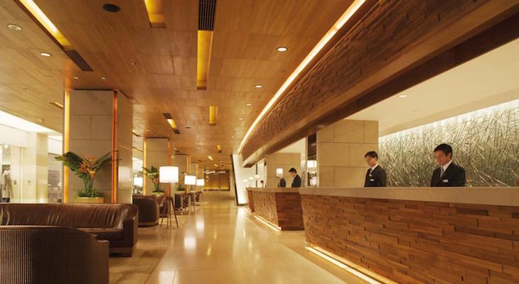 Hotel lobby and hospitality team in Hong Kong