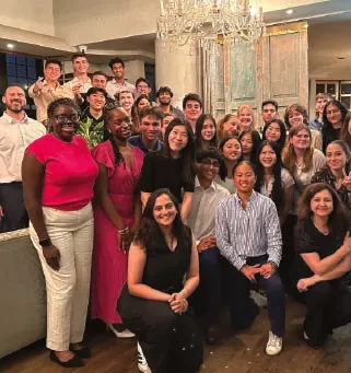 AIP interns at dinner after work