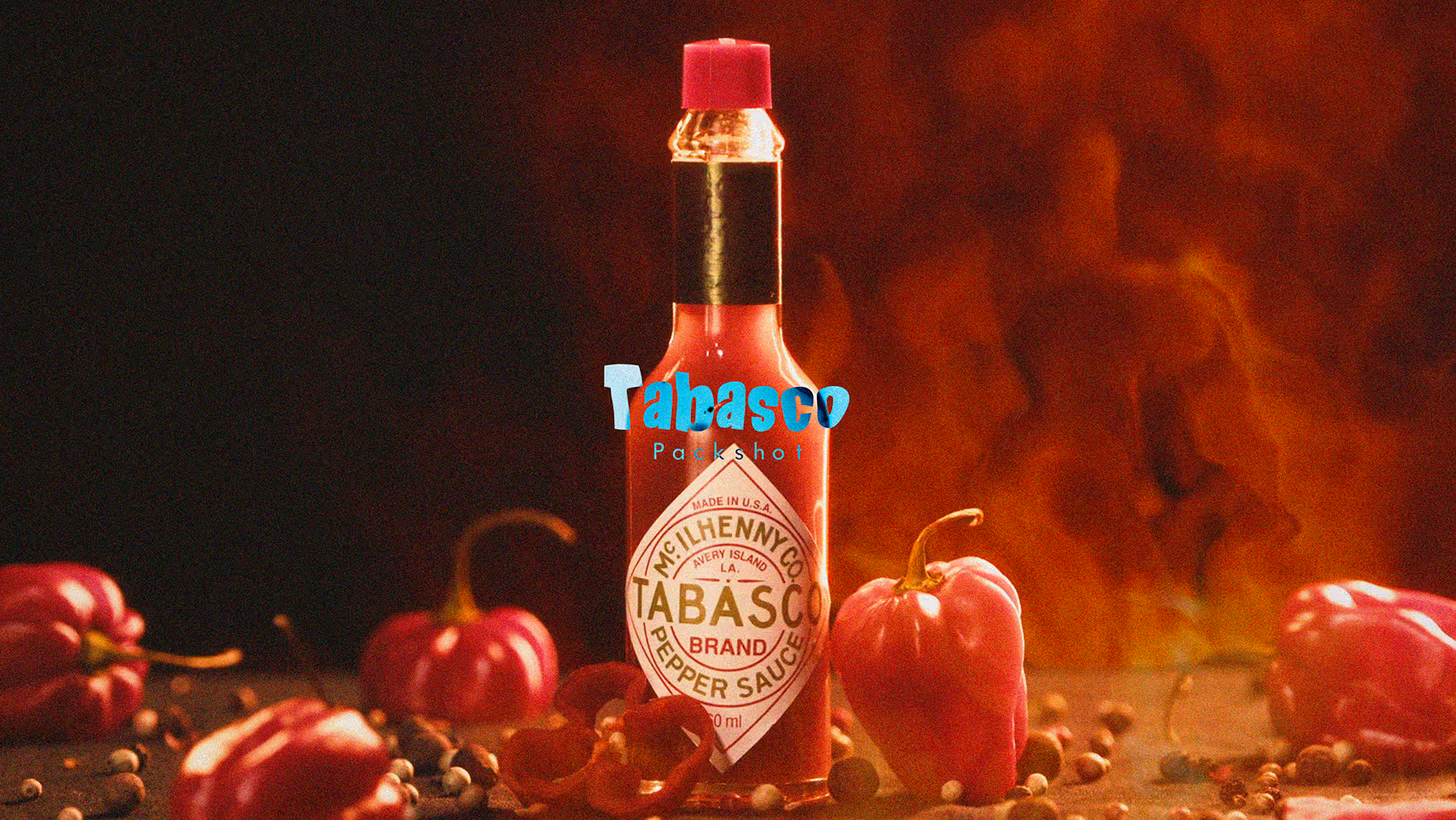 Tabasco bottle in a studio packshot