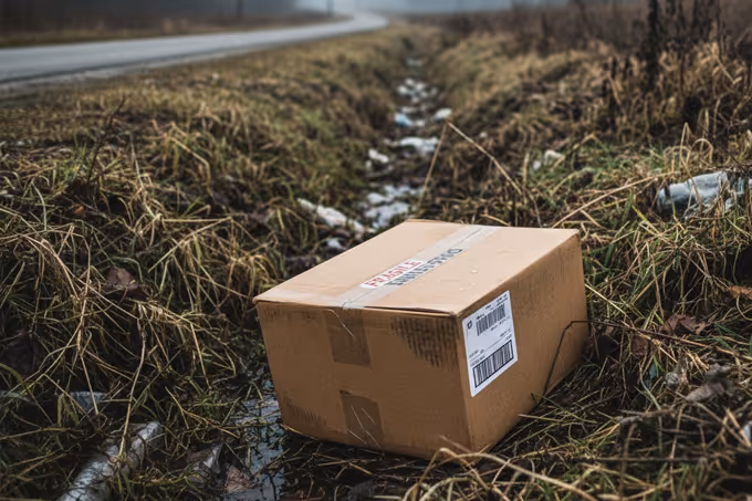 package left by side of the road