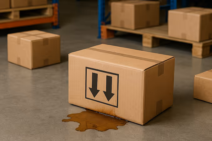 shipment set upside-down and leaking fluid