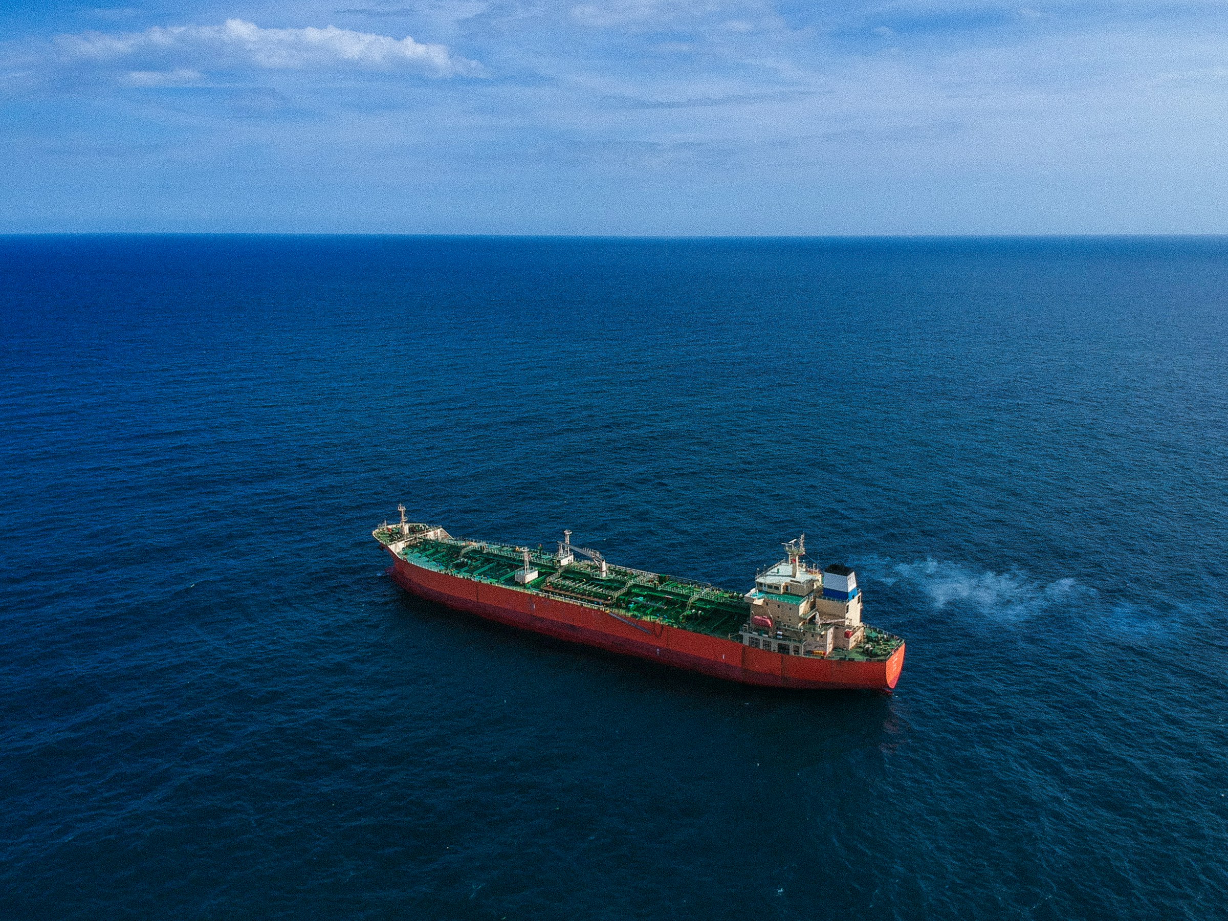 Product tanker sailing on the open ocean