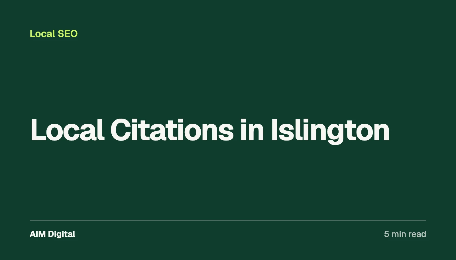 Cover card for Local Citations in Islington