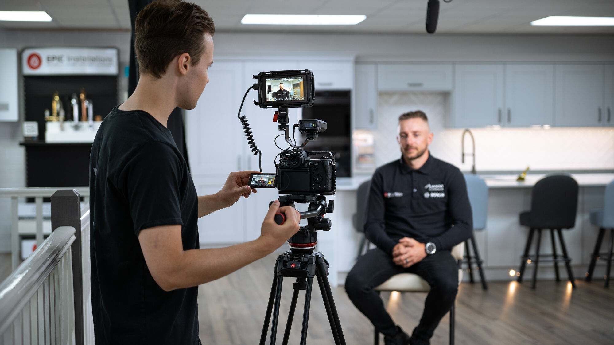 HF Video filming a presenter for a Bristol kitchen company