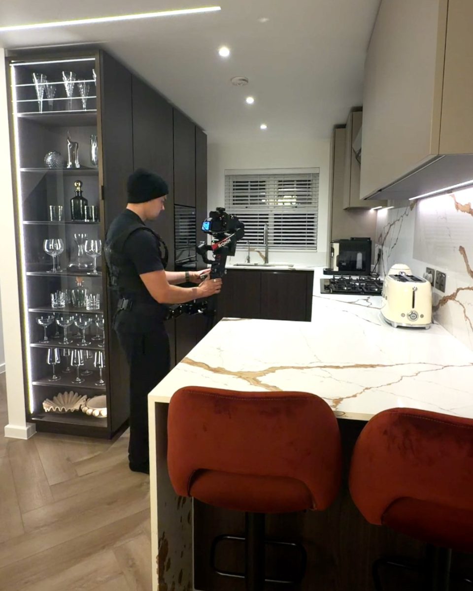 Gimbal shot of a finished kitchen