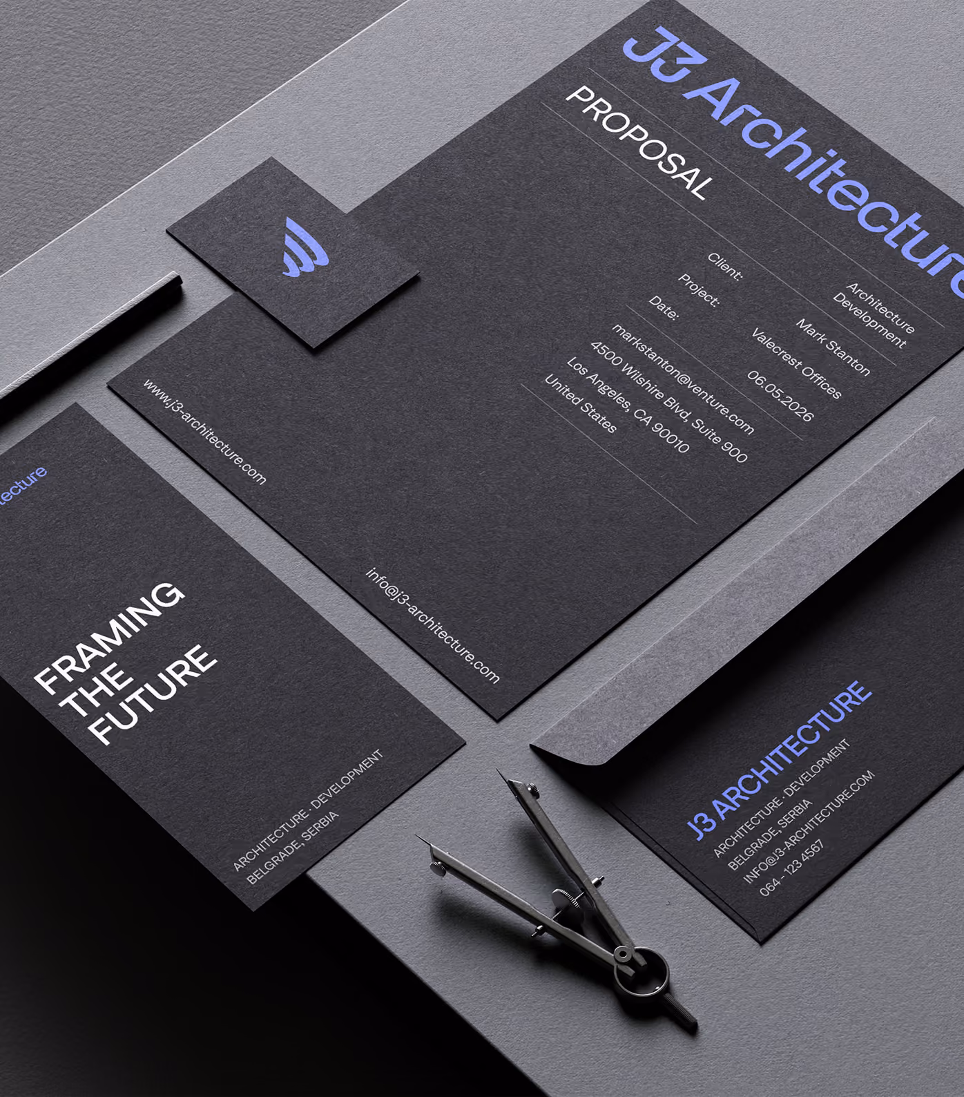 J3 Architecture visual identity built from grid, proportion and architectural logic