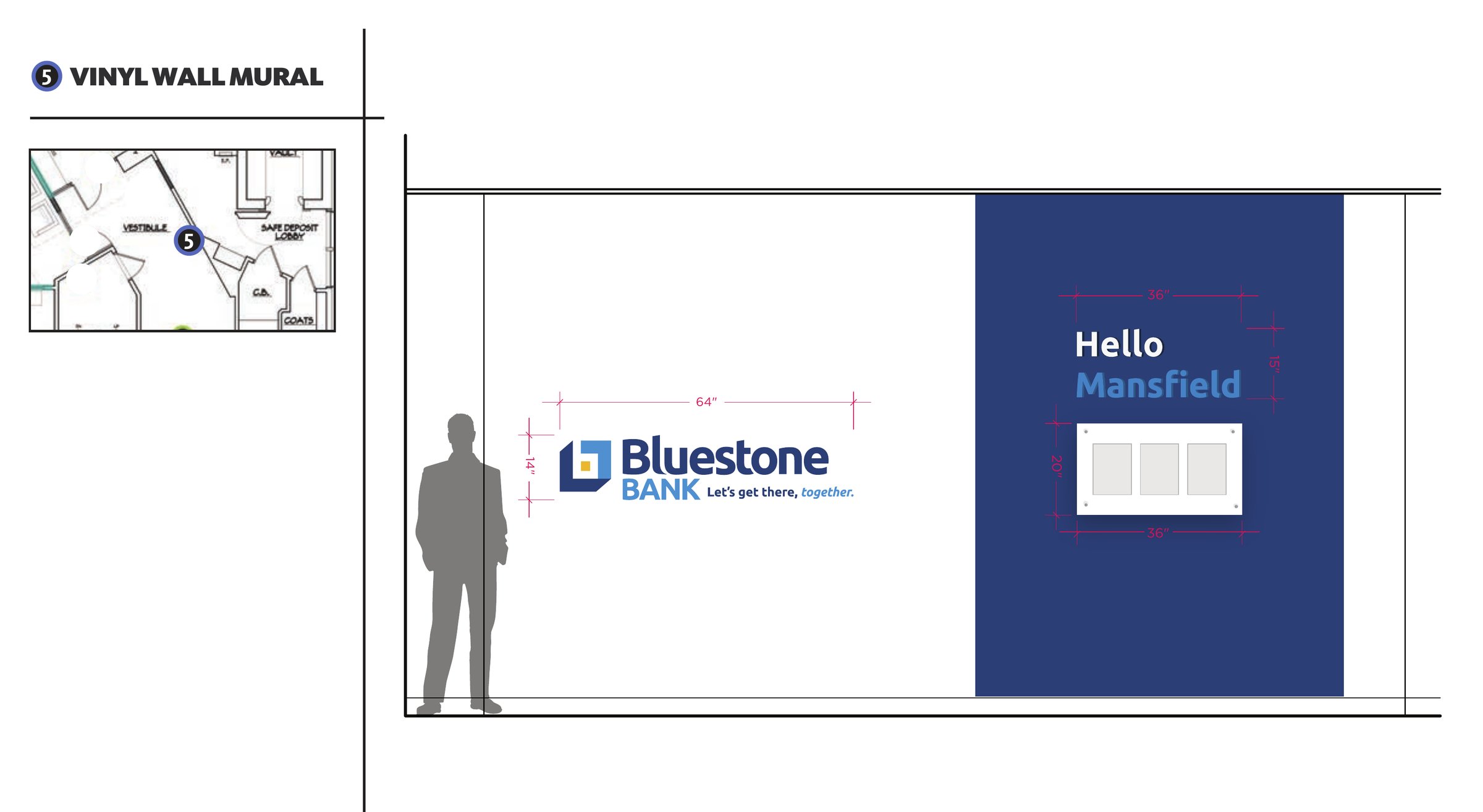 Bluestone Bank design board, vinyl wall mural