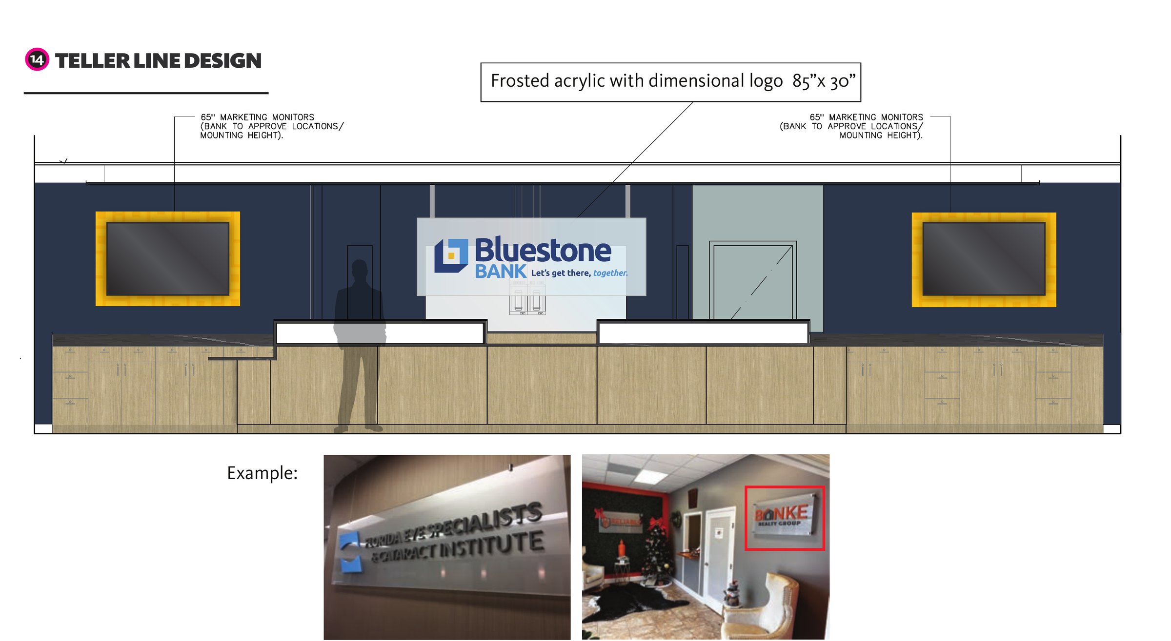 Bluestone Bank design board, teller line design