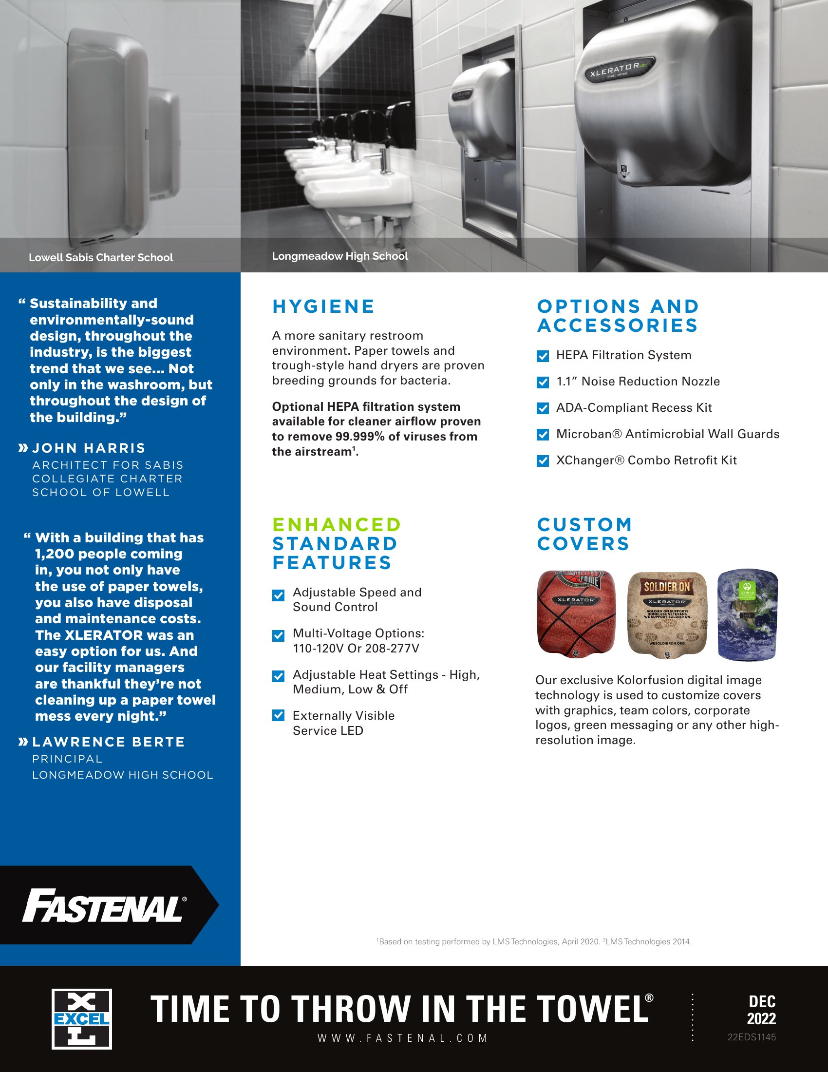 Excel Dryer Fastenal education two-pager, page 2