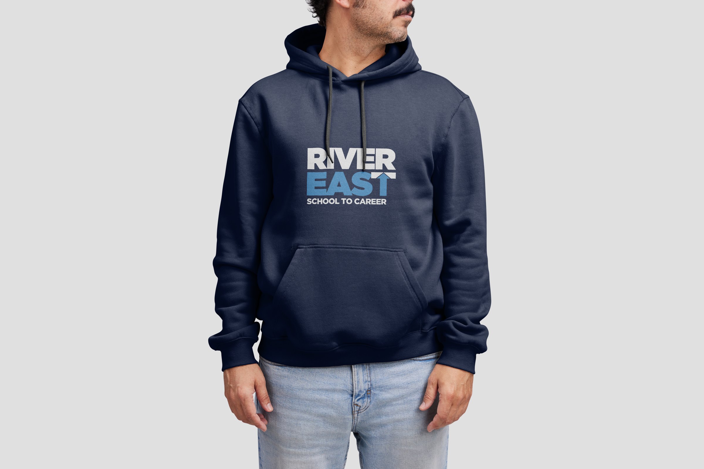 River East School to Career navy hoodie