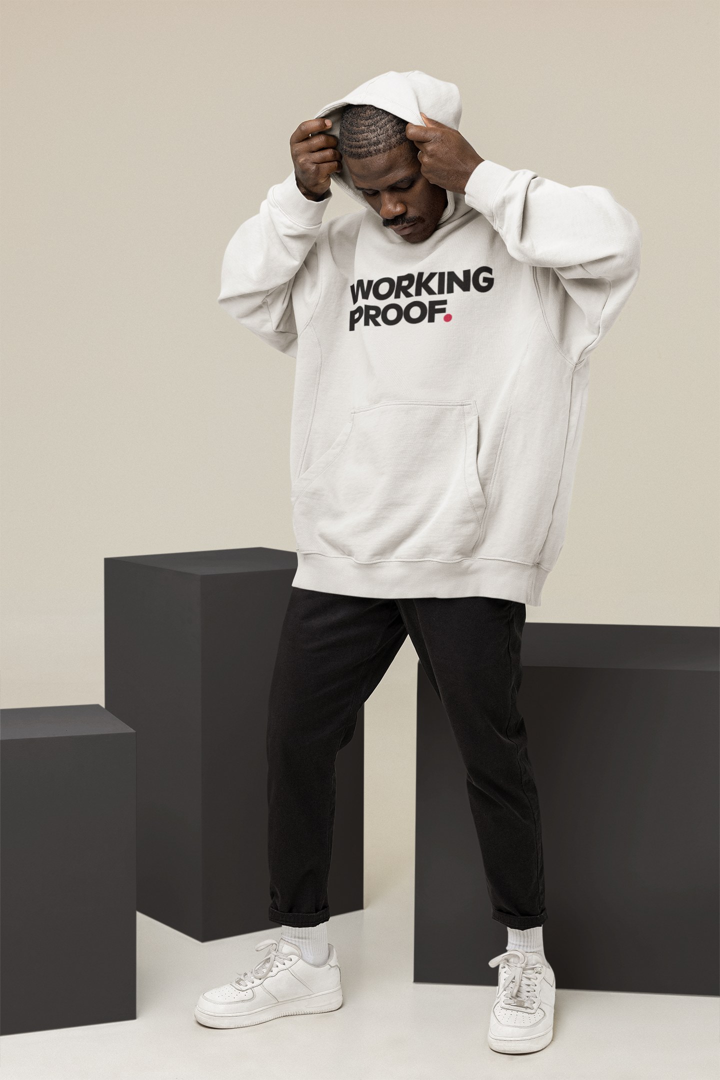 Working Proof white hoodie