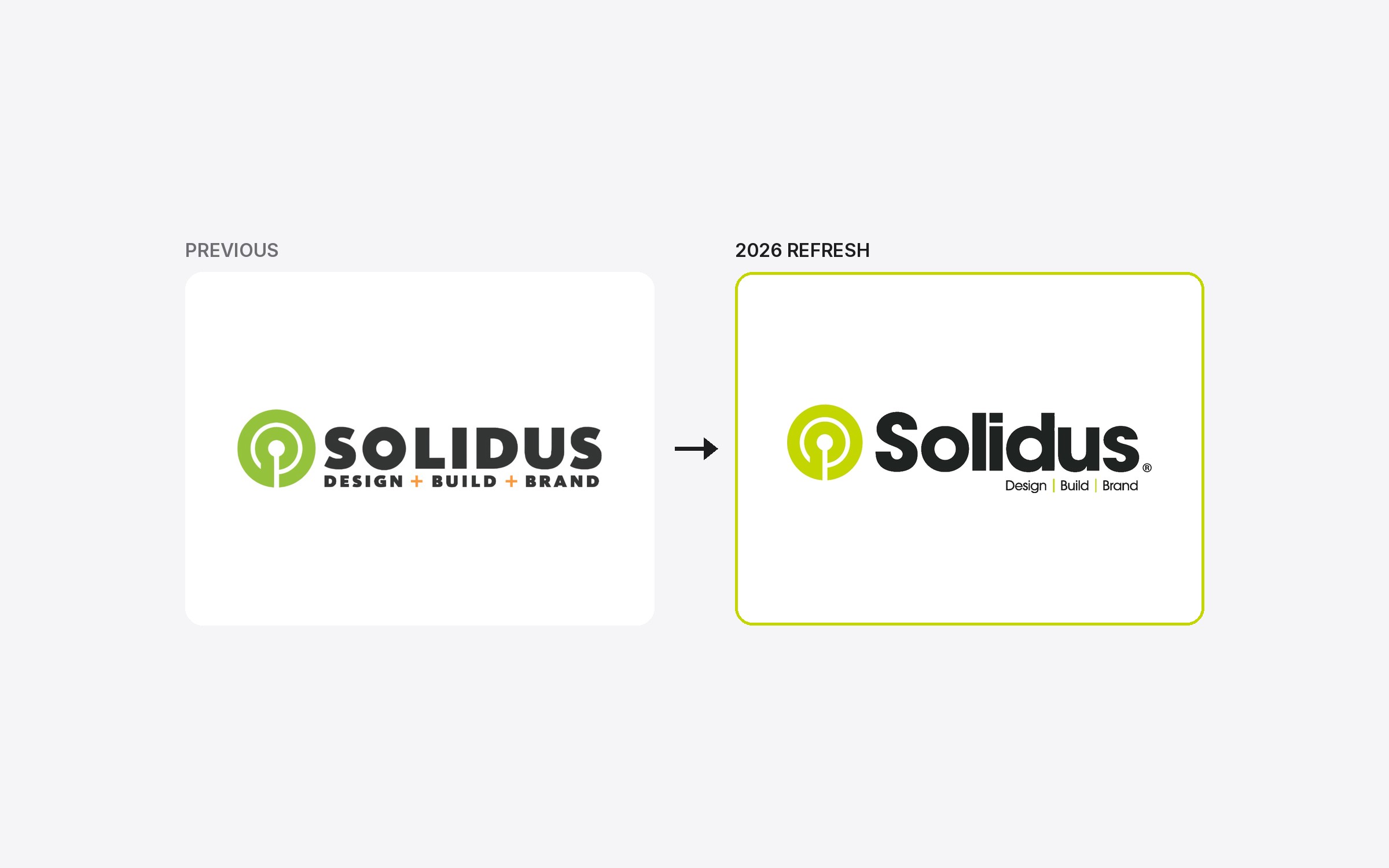Solidus brand refresh: previous logo and the 2026 logo