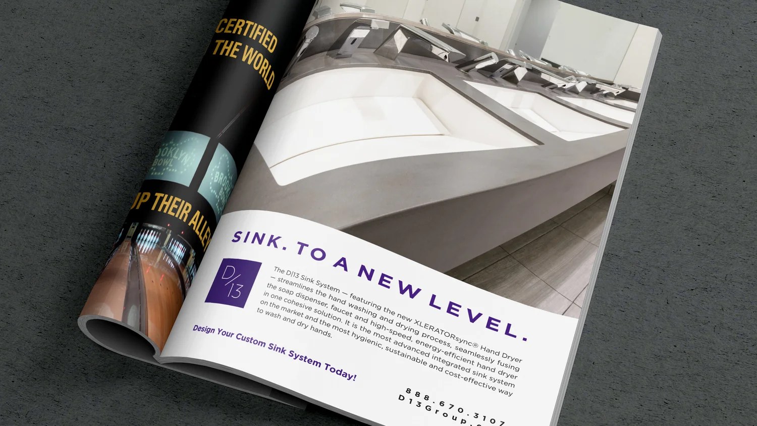 D13 Sink System magazine ad, Sink. To a New Level.