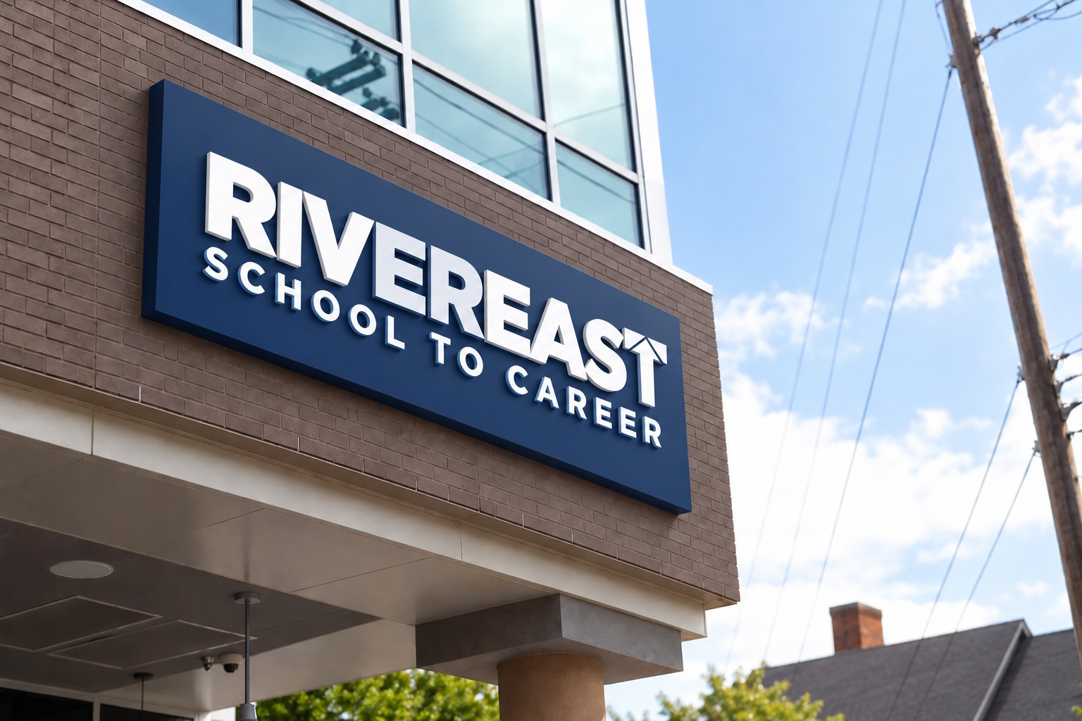 River East School to Career exterior building sign