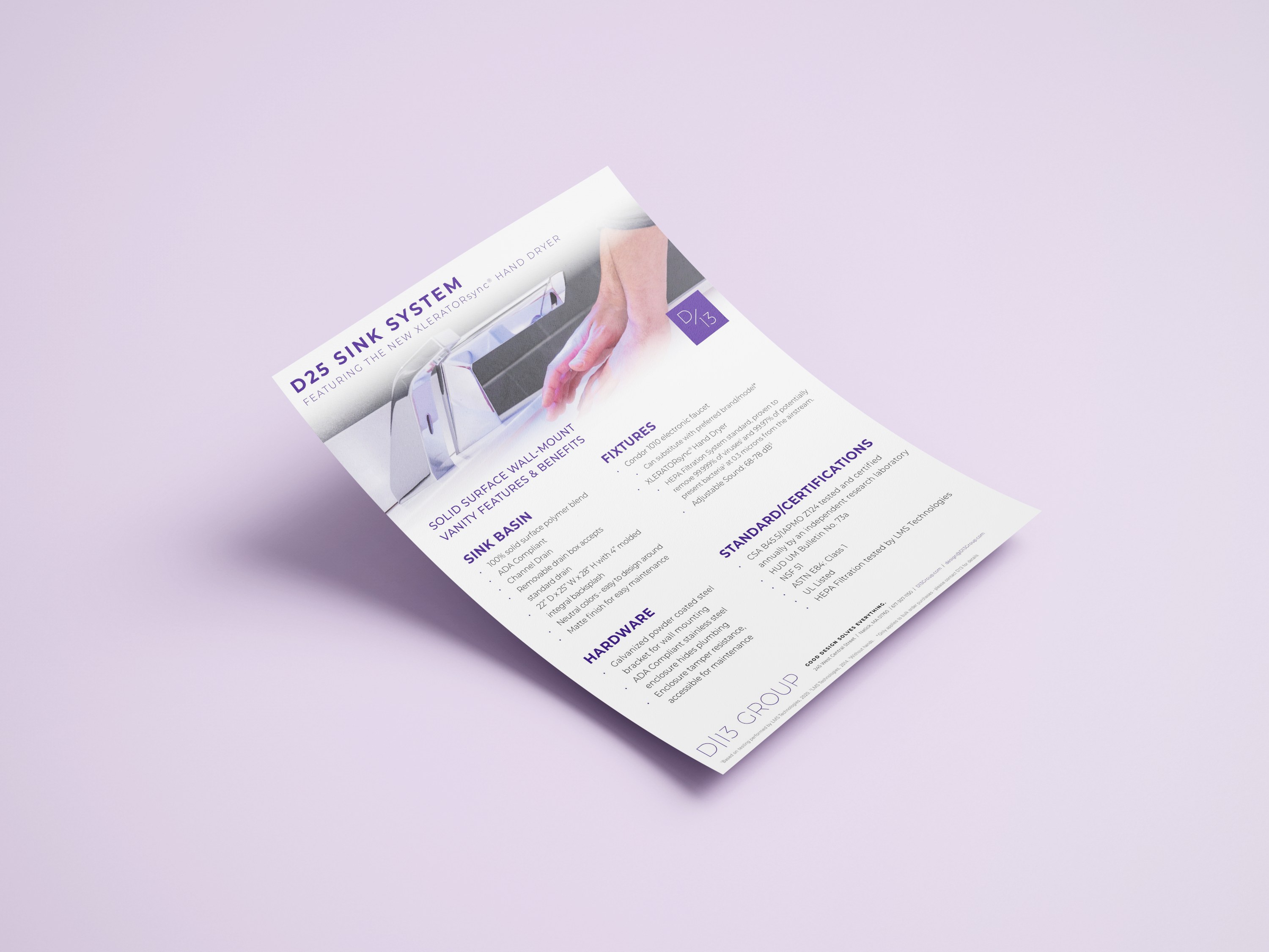 D25 Sink System product sheet printed mockup
