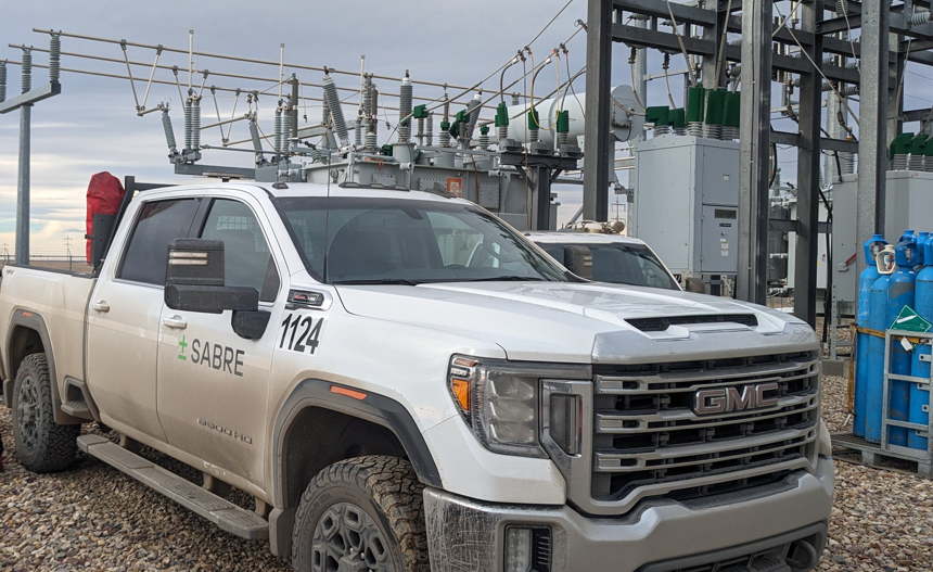 SABRE field service truck parked at an outdoor substation