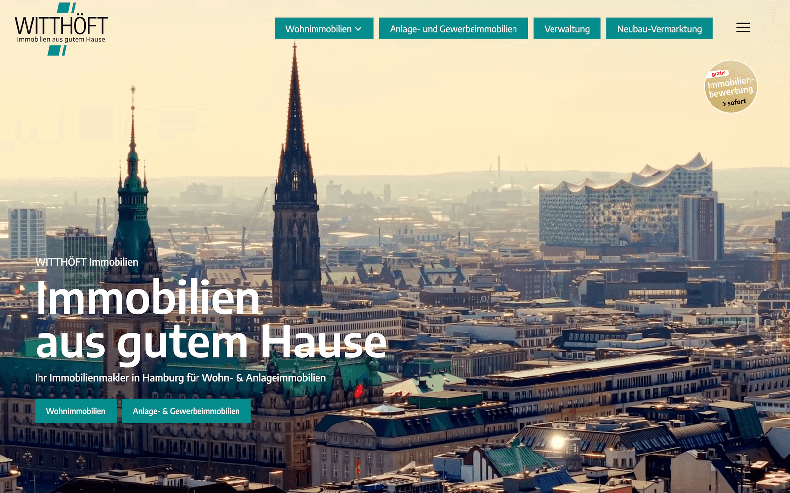 Website von Witthöft Immobilien, mit Webflow umgesetzt von AUDAX