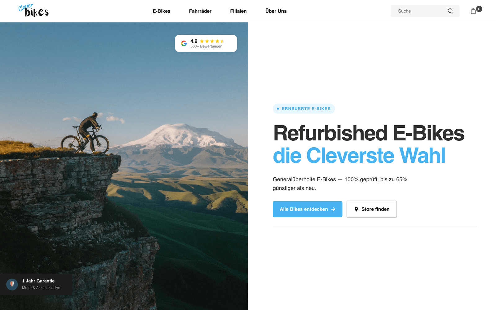 Shopify-Shop von Cleverbikes, umgesetzt von AUDAX