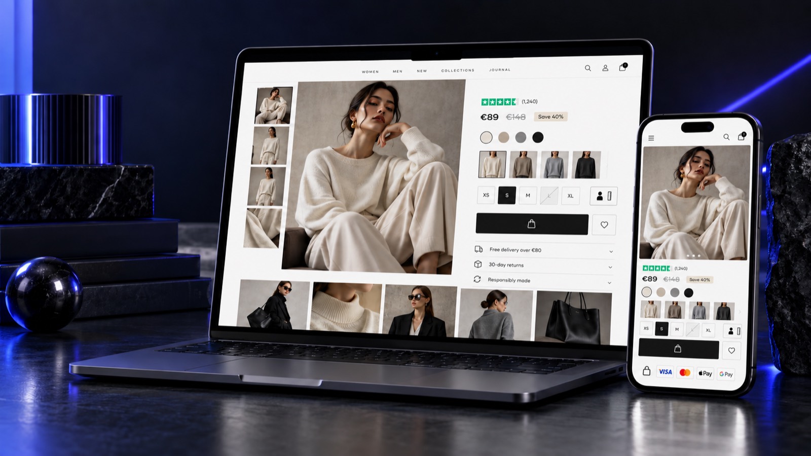 Новият Shopify магазин на модния бранд на лаптоп и телефон