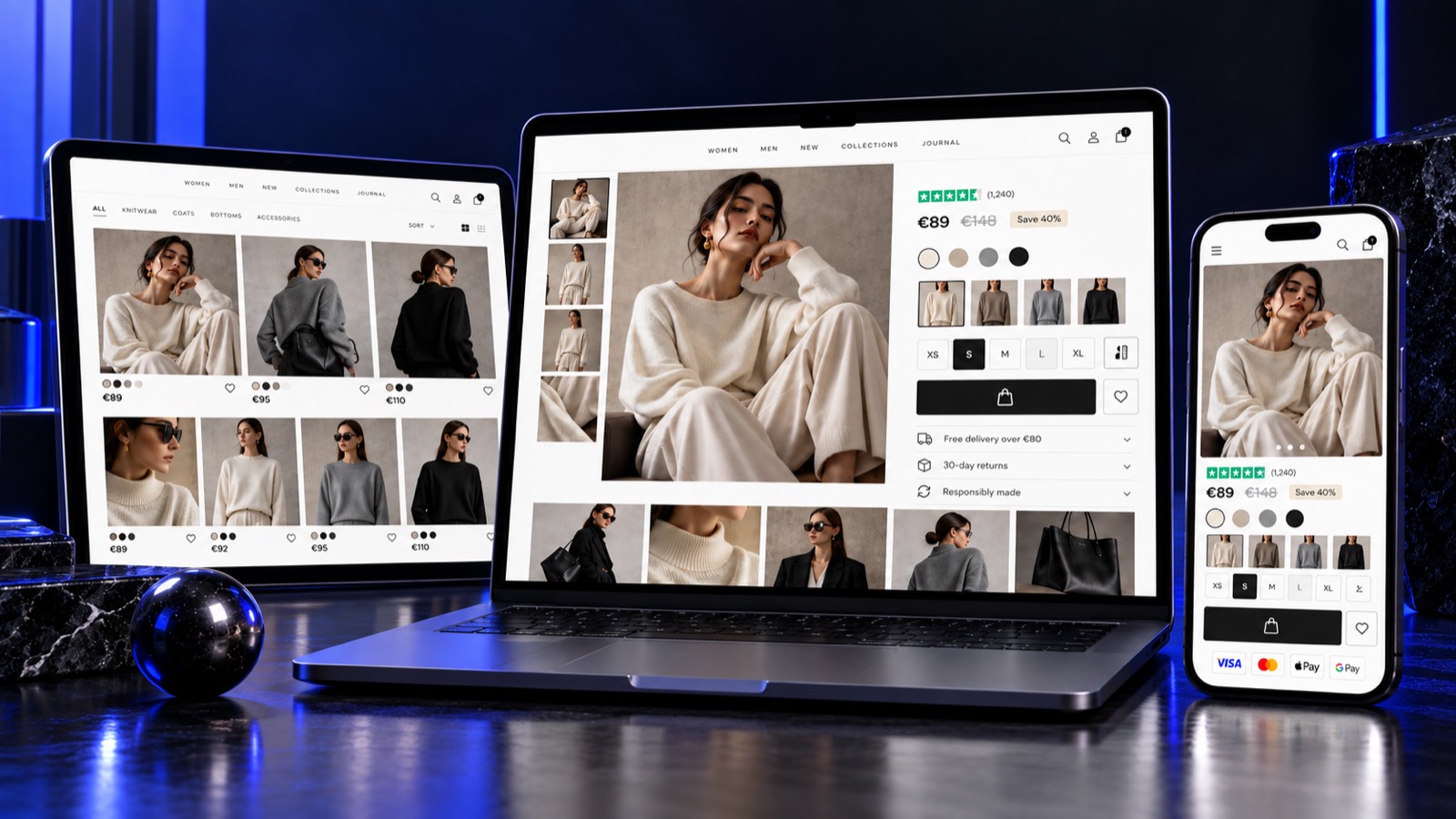 Обновеният Shopify магазин на модния бранд на лаптоп, монитор и телефон