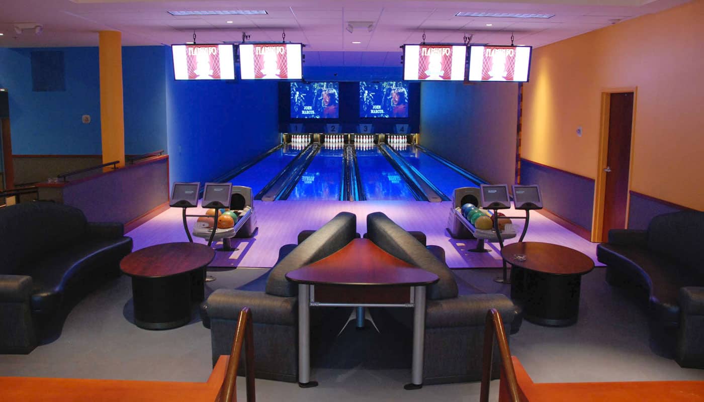 The Palm Room's four bowling lanes