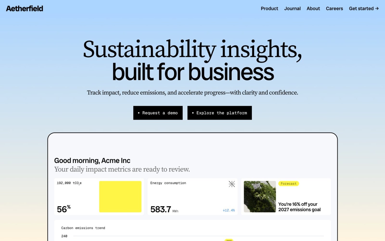 Aetherfield SaaS website built in Webflow