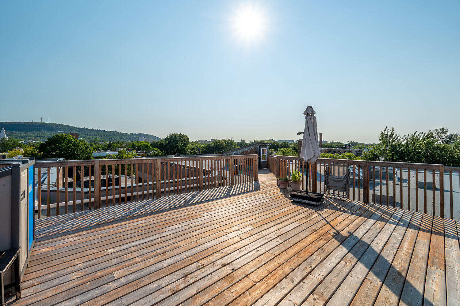 4215–4229 rue de la Roche — terrasse sur le toit avec vue sur le mont Royal
