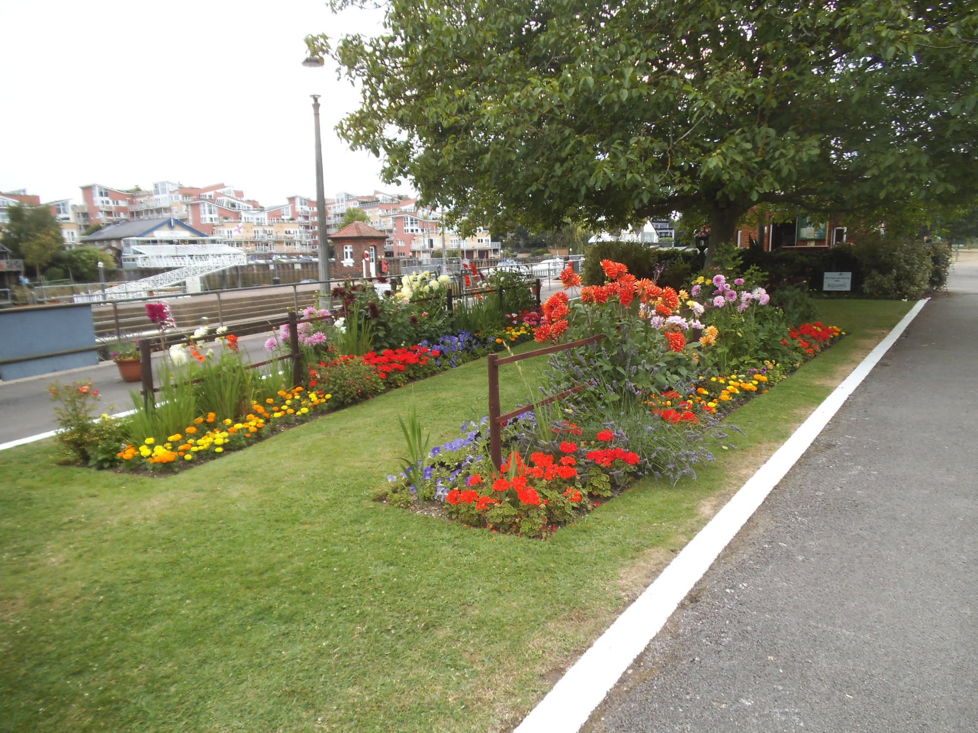 Riverside gardens by Teddington Lock