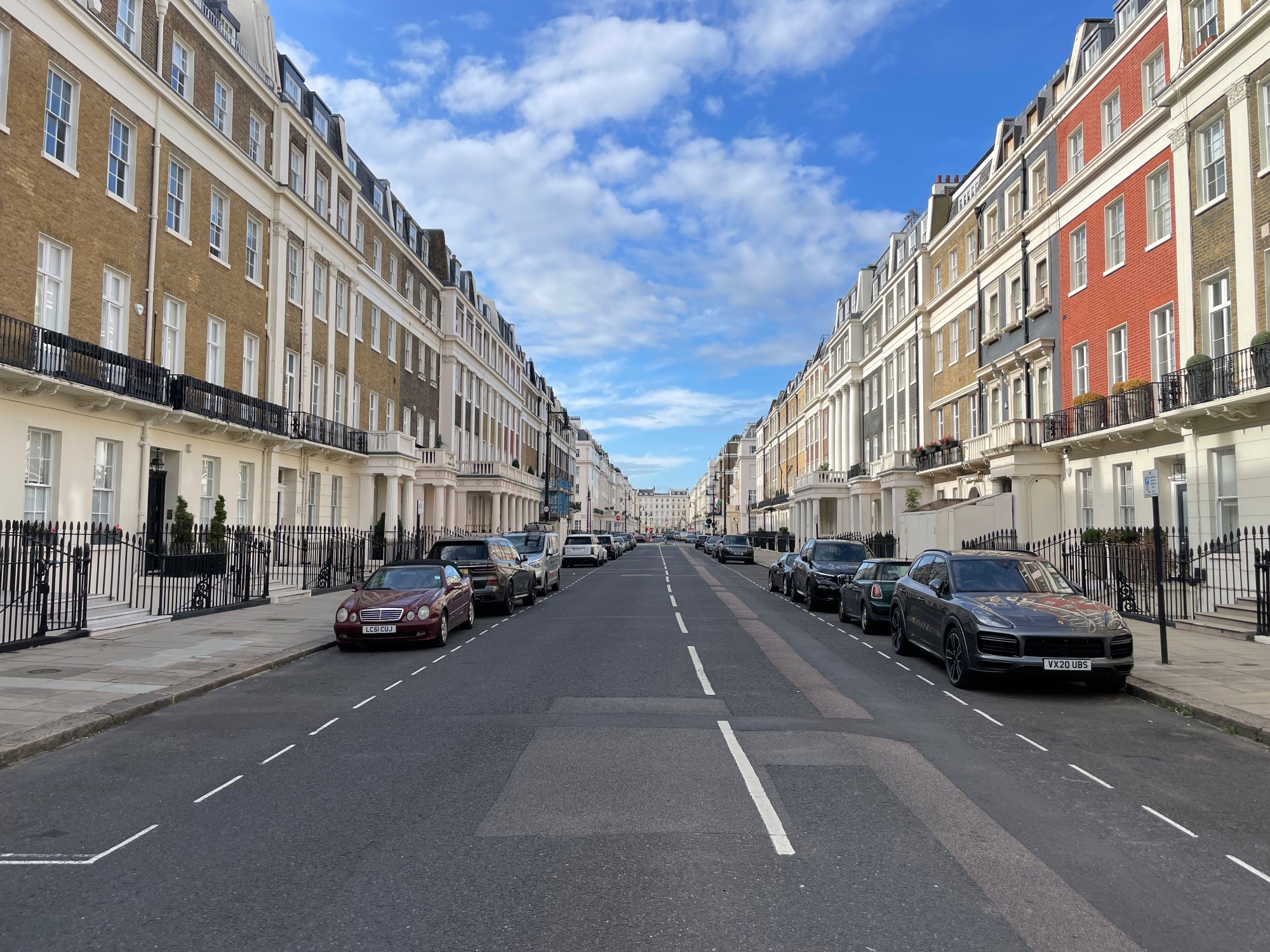 Stucco houses on Eaton Place