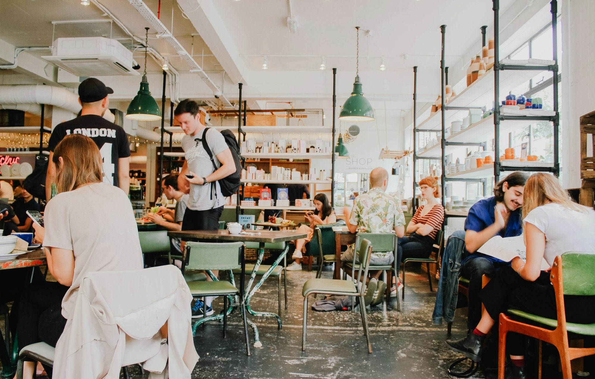 Coffee and brunch on a café table