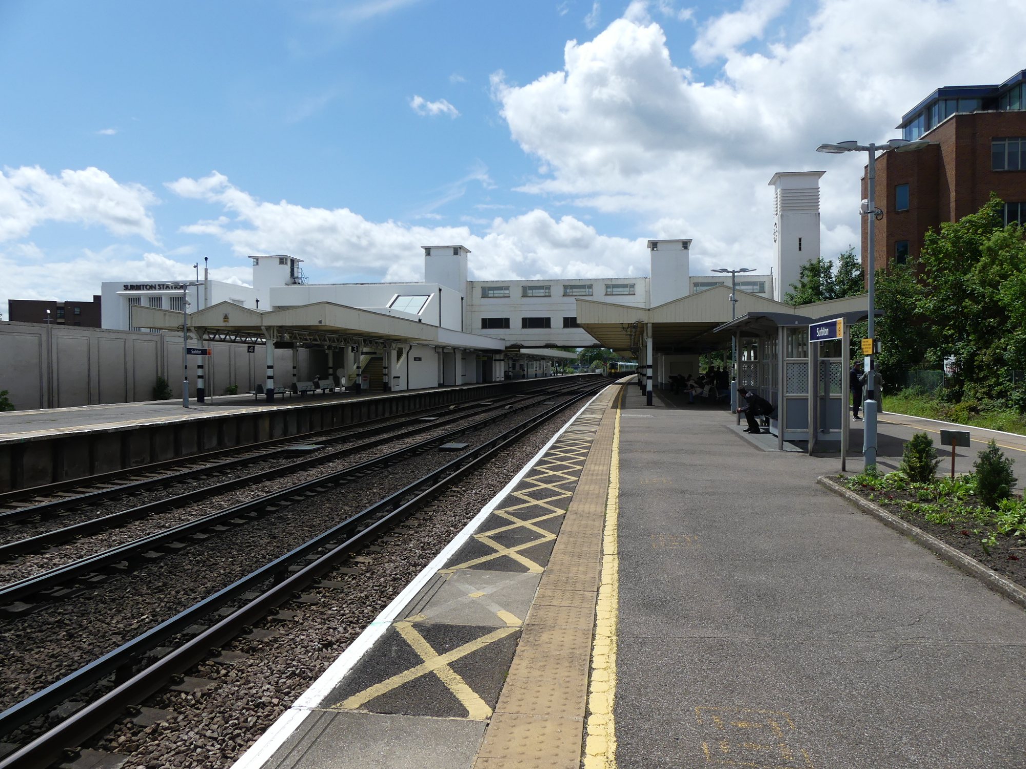Art deco clock tower of Surbiton station