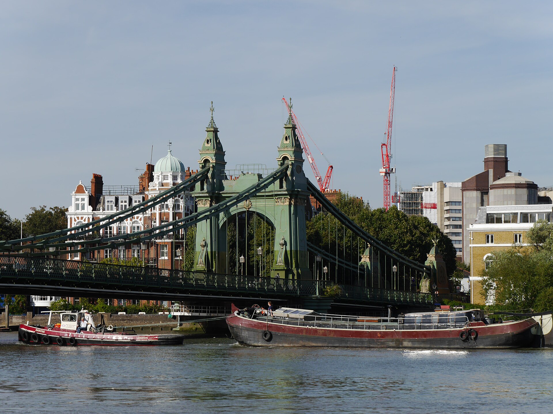 Hammersmith Bridge from the riverside