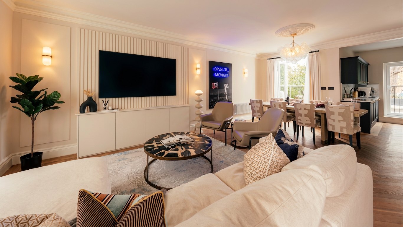 Living Room at Dawes Road Upper Apartment, Fulham