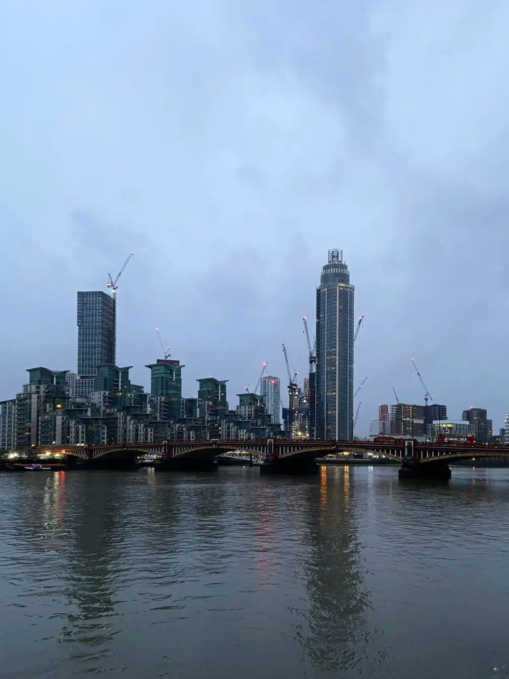 Modern riverside apartment buildings