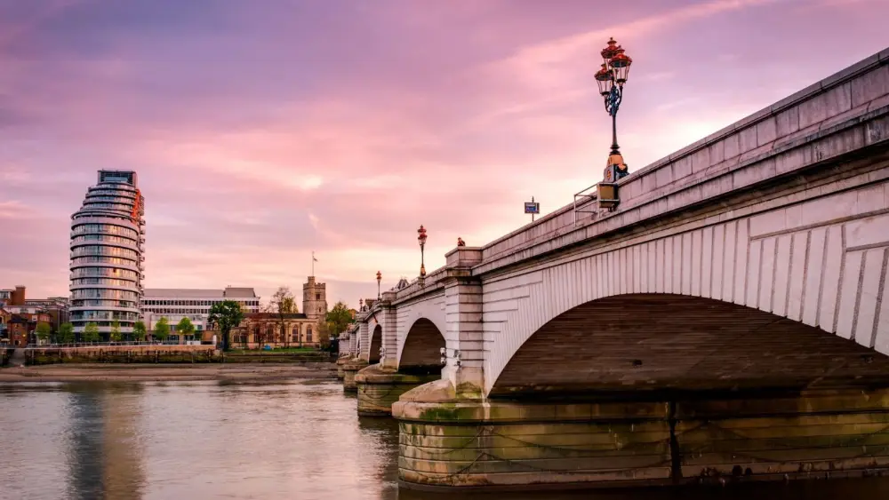 Putney Bridge over the Thames at sunset