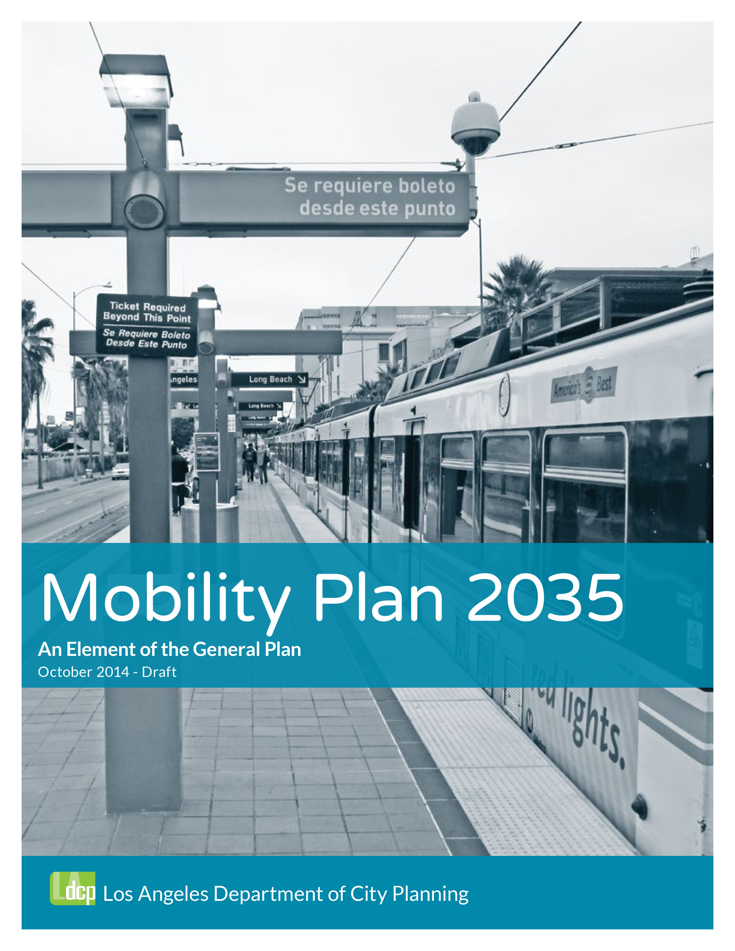 Mobility Plan 2035 cover for the Los Angeles Department of City Planning