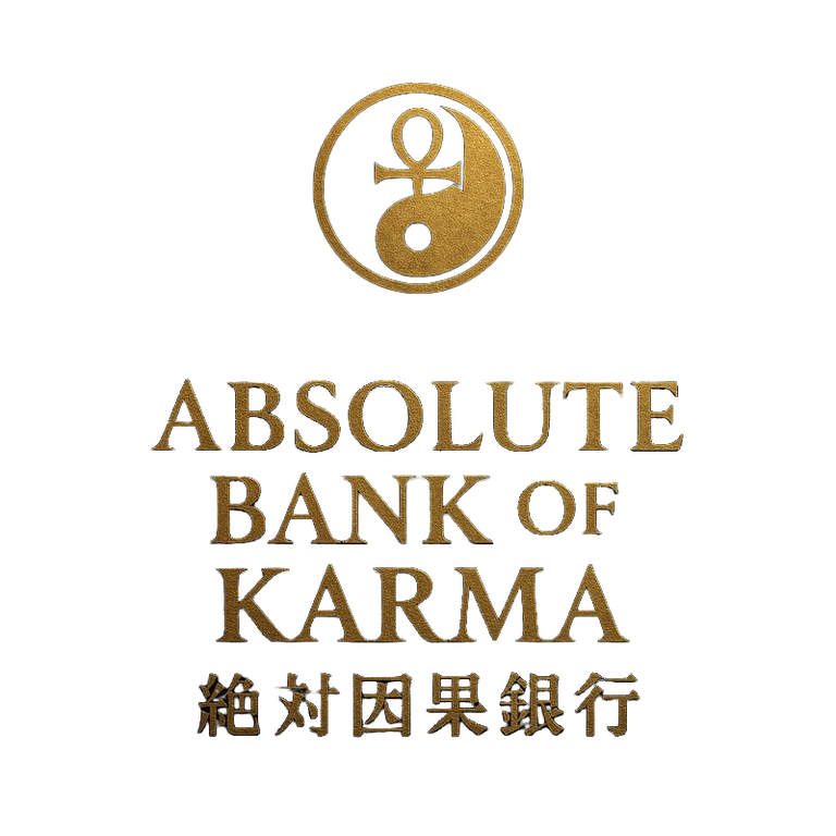 Absolute Bank of Karma gold sigil and title treatment on black